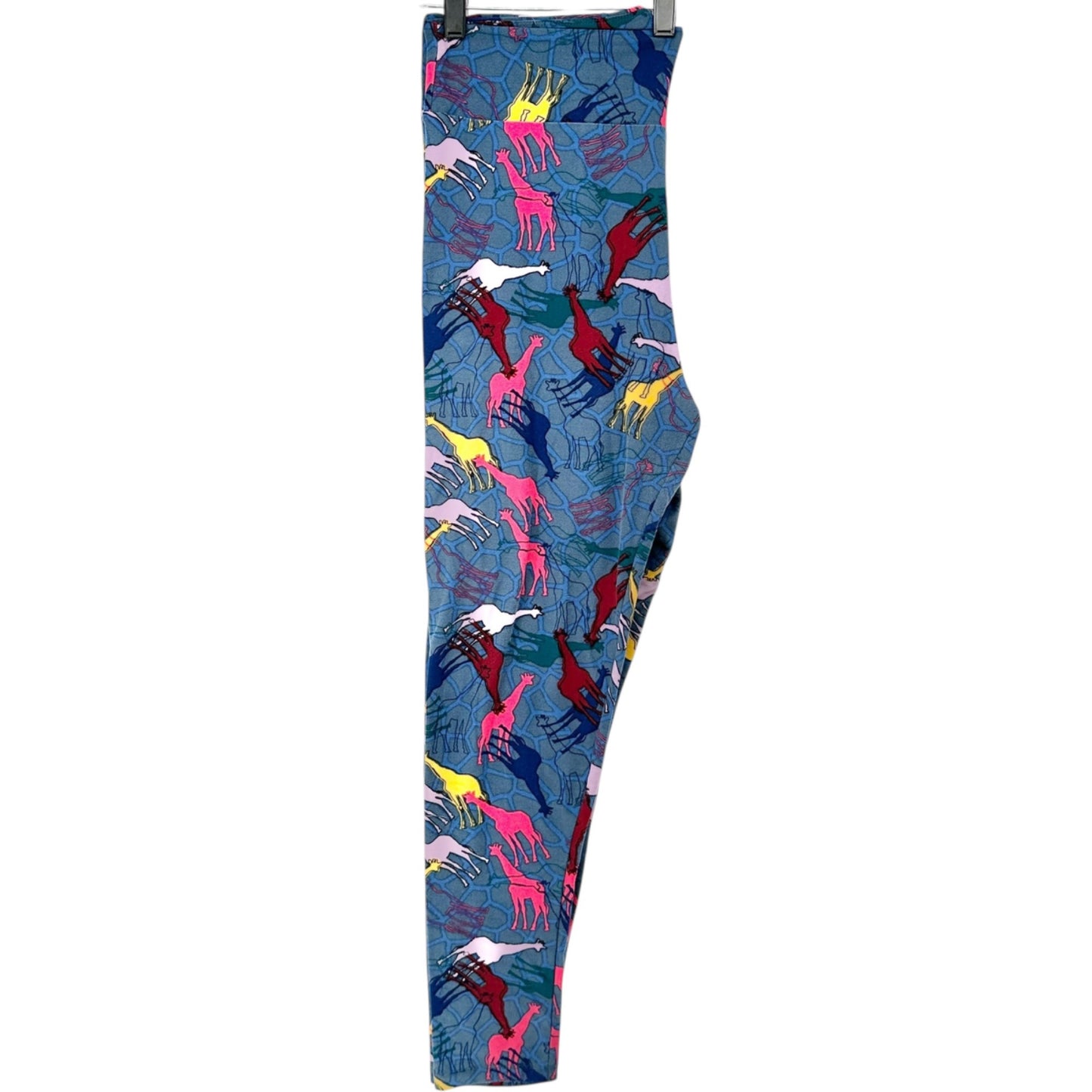 LuLaRoe Leggings Womens Tall and Curvy Blue Multicolor Giraffes Size 12-22 Soft