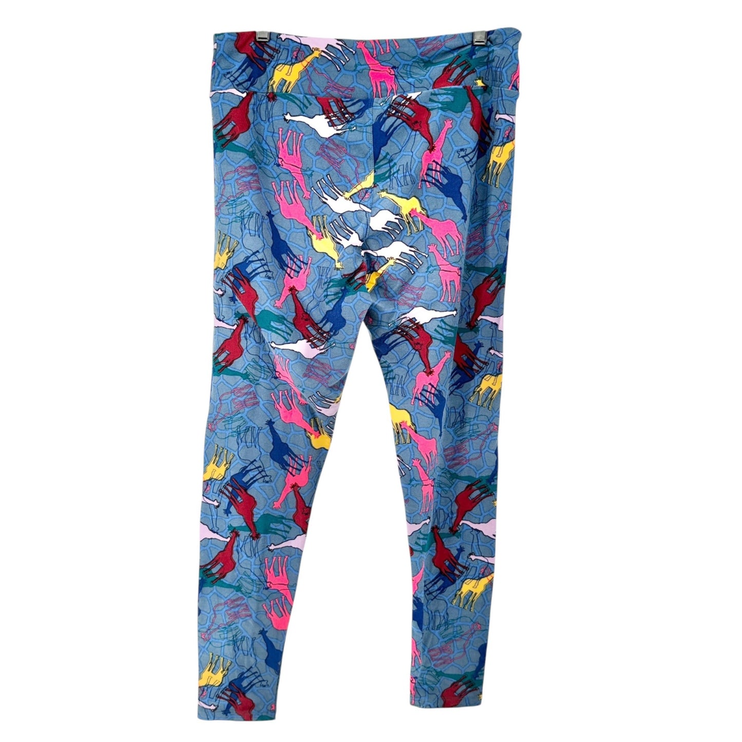 LuLaRoe Leggings Womens Tall and Curvy Blue Multicolor Giraffes Size 12-22 Soft