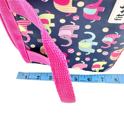 Fit+Fresh Riley Insulated Lunch Bag Elephant Print Handles 8x8x6 PVC Free EUC