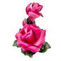 Capodimonte Rose Porcelain Figurine Dk Pink Green Made In Italy Original Box