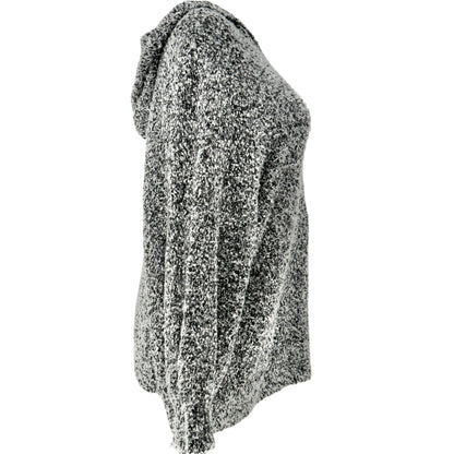 Ady P Hooded Sweater Womens 3X Black White Marled Long Sleeves Relaxed Fit Soft