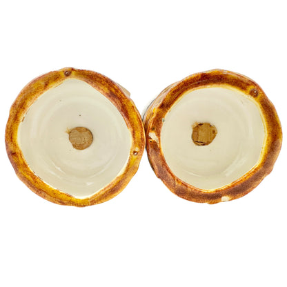 Vintage Ceramic Salt and Pepper Shakers Floral Basketweave Design Painted Detail