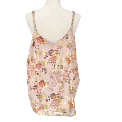 Torrid 3 Sophie Top Womens 22-24 Pink Floral Gold Foil Chiffon Swing Cami
