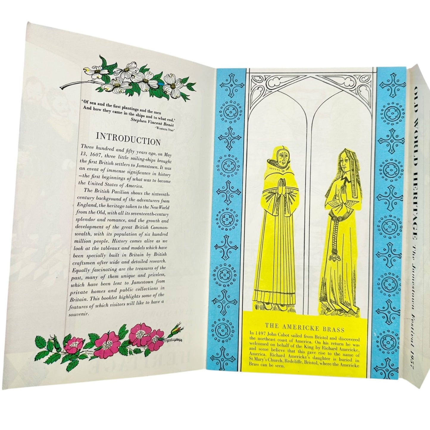 1957 Jamestown VA Festival Programs Trio Official Founders Old World Souvenir Ed