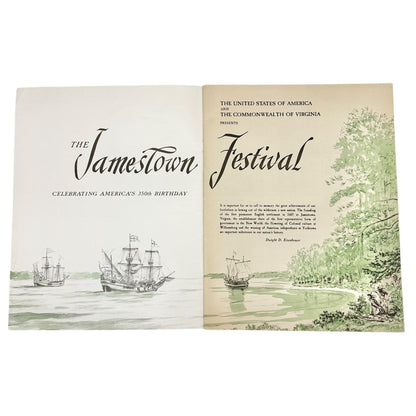 1957 Jamestown VA Festival Programs Trio Official Founders Old World Souvenir Ed