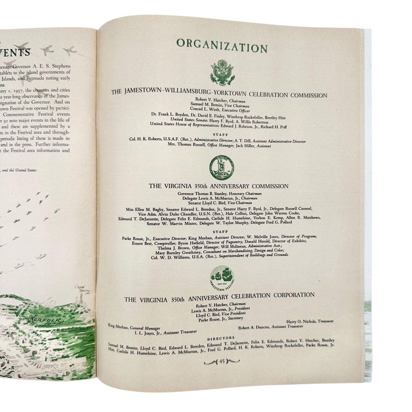 1957 Jamestown VA Festival Programs Trio Official Founders Old World Souvenir Ed