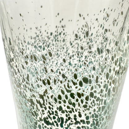 Glass Tumbler Green Speckled Design 12 Oz Unique Hand Blown Artisan Glassware