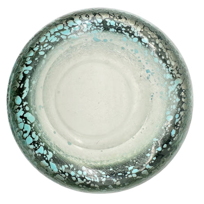 Glass Tumbler Green Speckled Design 12 Oz Unique Hand Blown Artisan Glassware