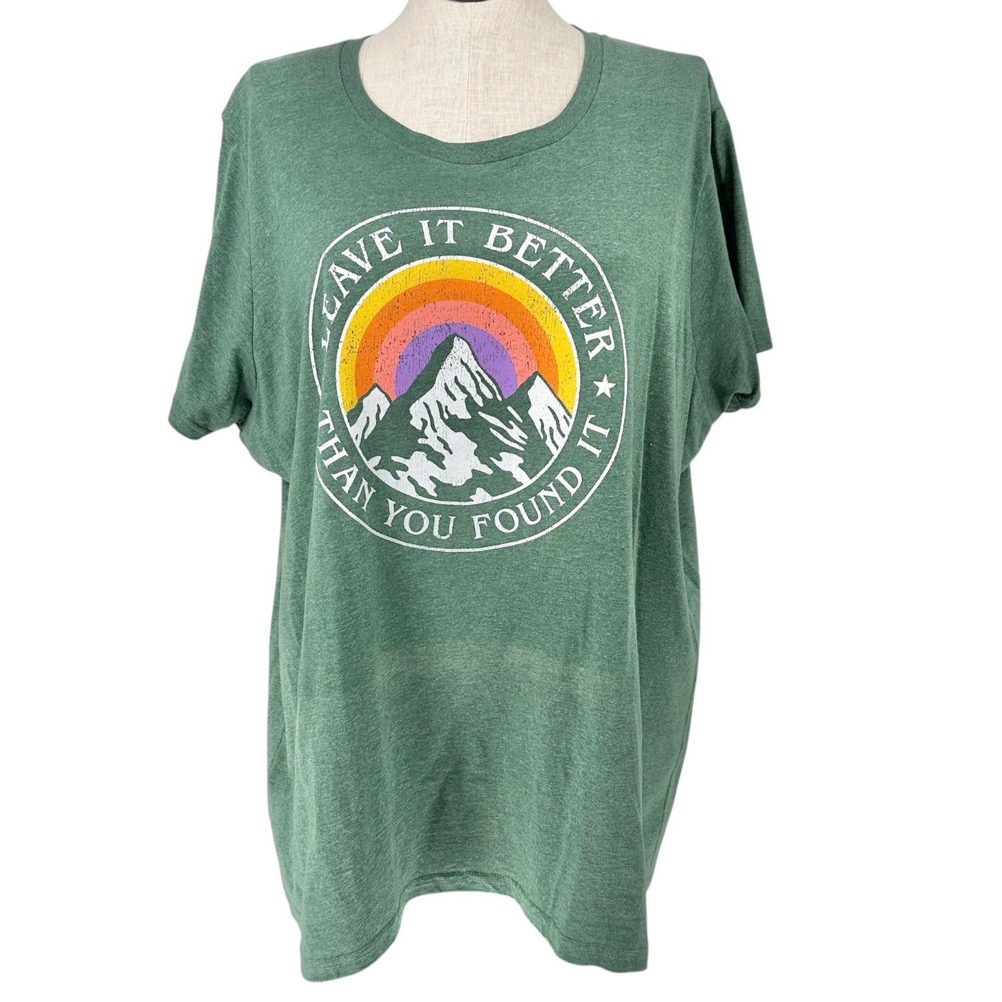 Leave It Better Graphic T-Shirt Green Plus 3XW Cotton Blend by Instant Message