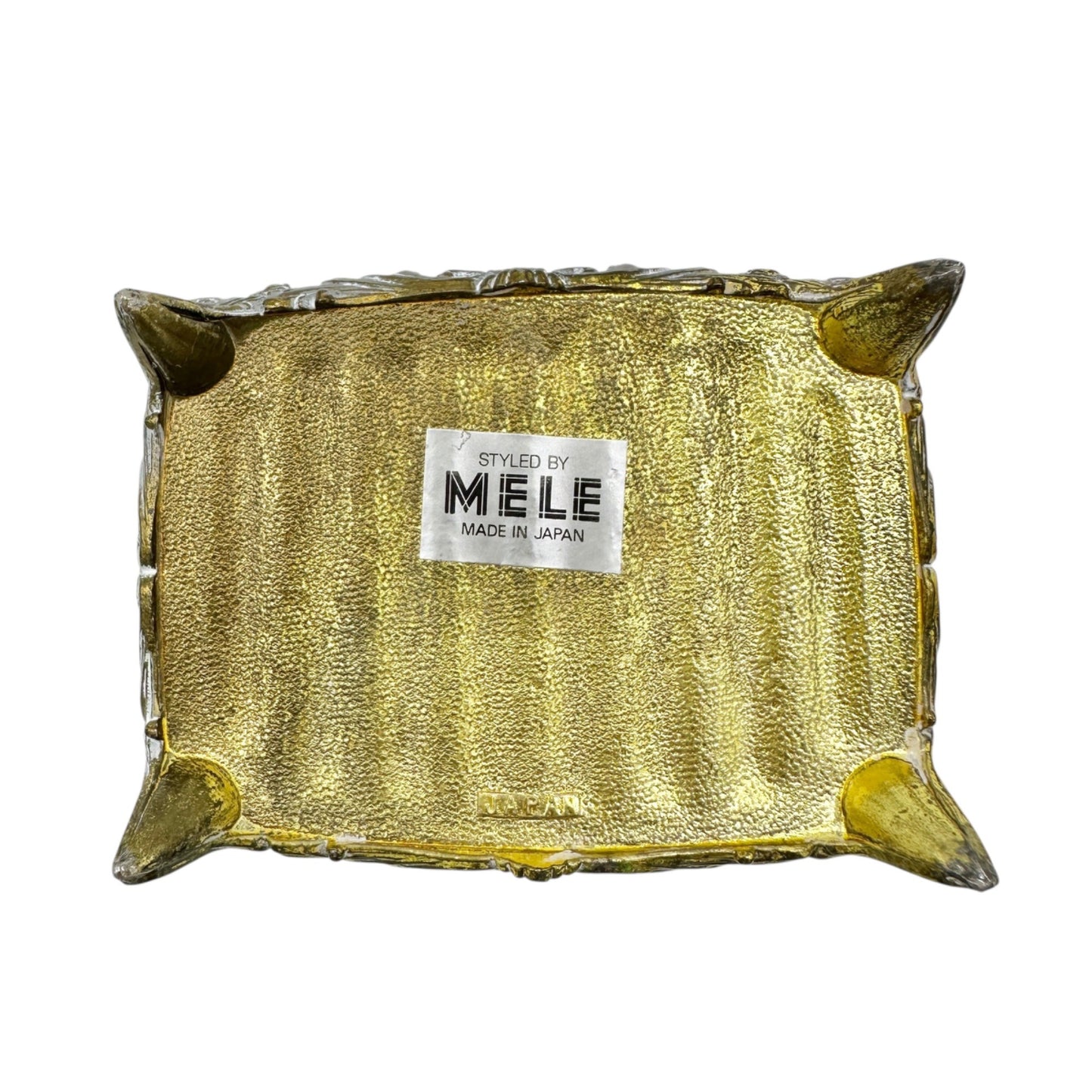 Mele Vintage Japan Floral Porcelain and Gold tone Musical Jewelry Trinket Box