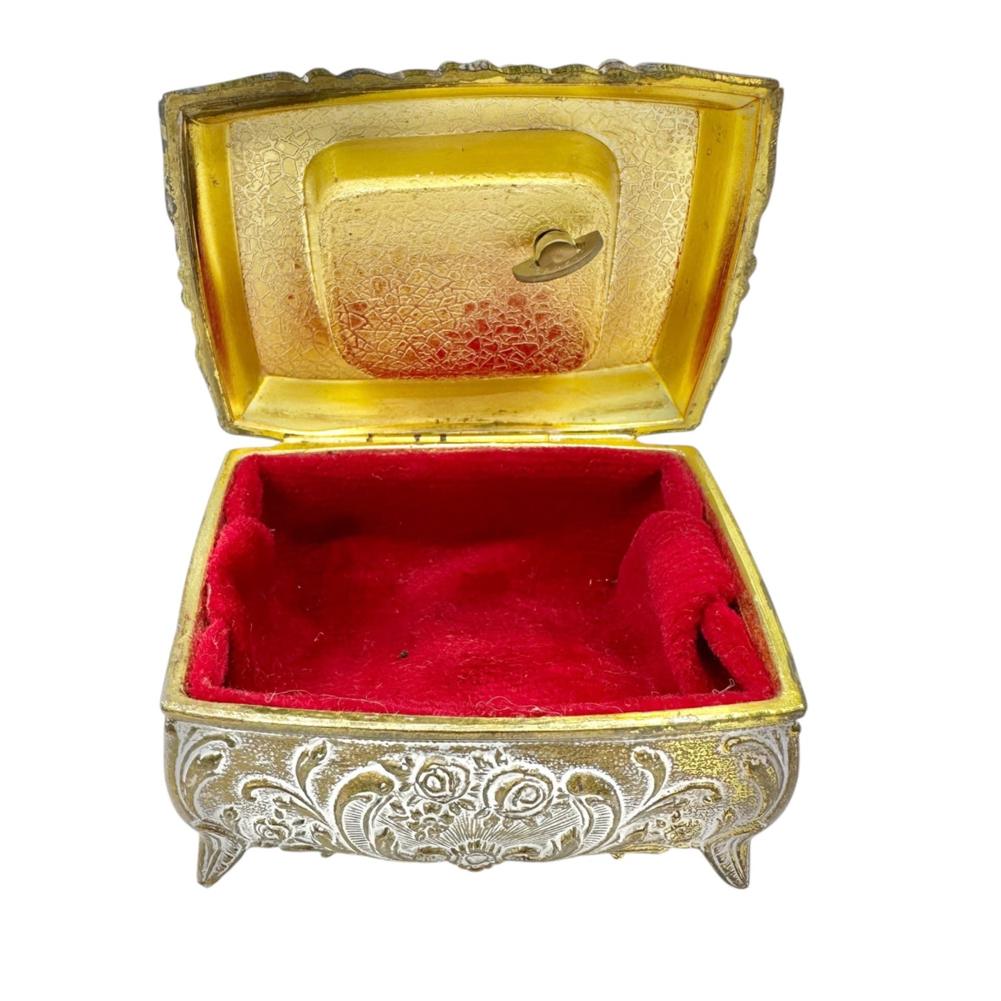 Mele Vintage Japan Floral Porcelain and Gold tone Musical Jewelry Trinket Box