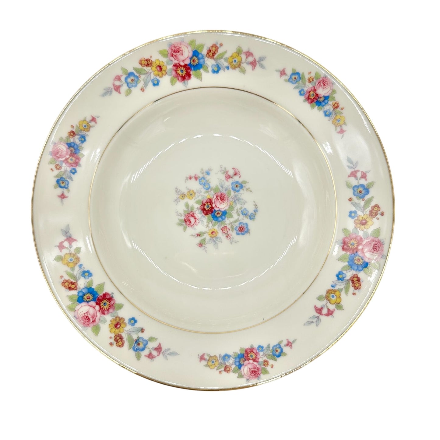 Royal Ivory KPM Set Of 5 Bowls Cream Gold Trim Floral Pattern Germany 8.5 inch