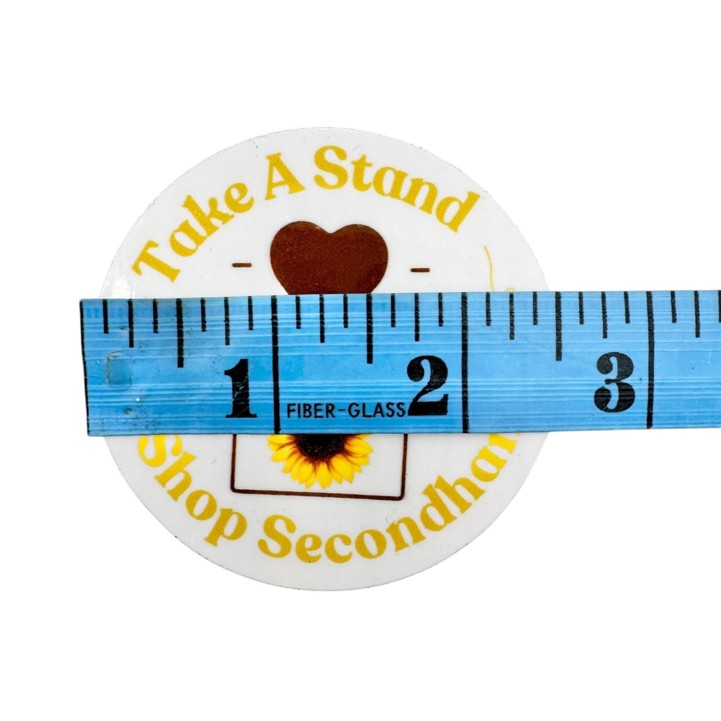 Take a Stand Shop Secondhand Sticker 2.5 in Round White Yellow Brown