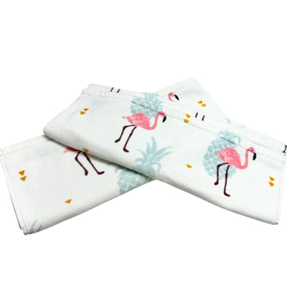 Caro Home Flamingo and Pineapple Print Cotton Bath Towels 27"x17" Set Of 2