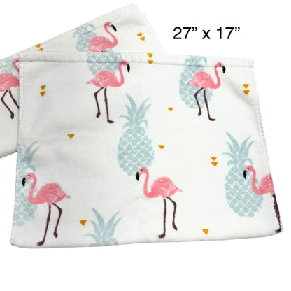 Caro Home Flamingo and Pineapple Print Cotton Bath Towels 27"x17" Set Of 2