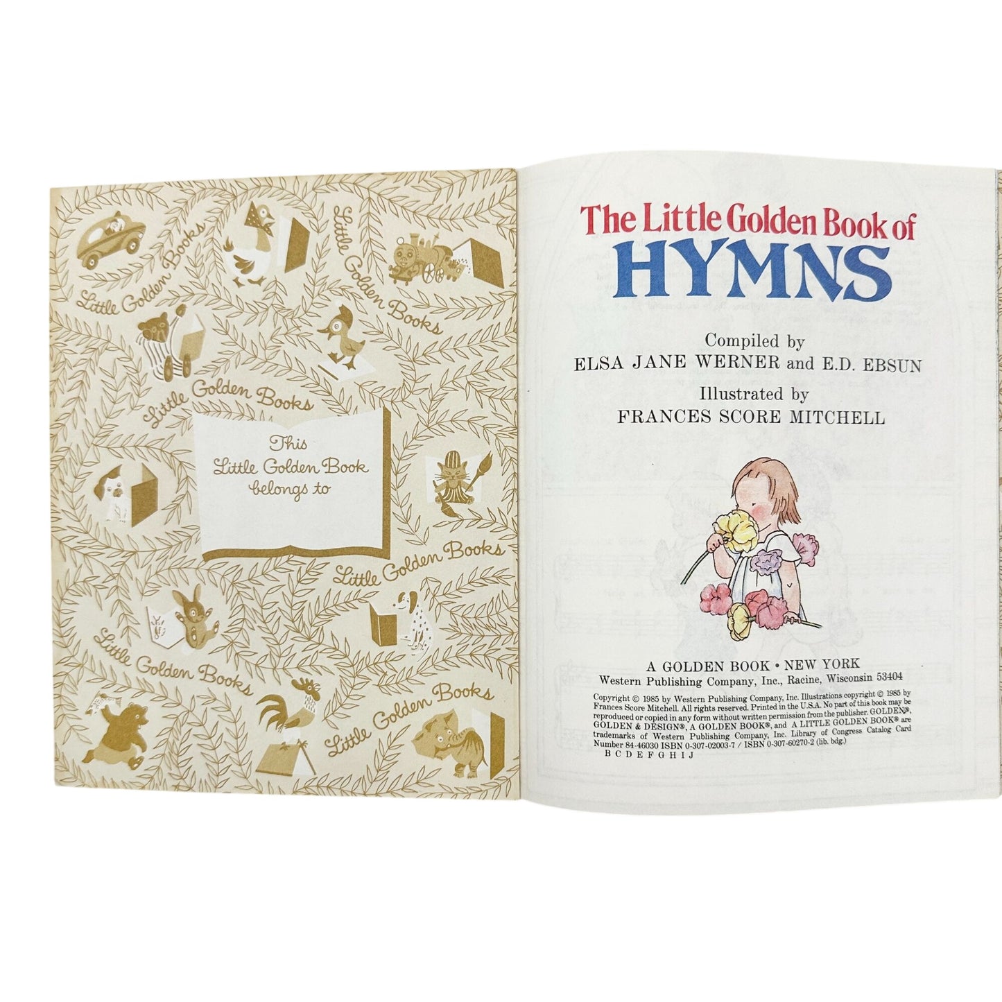 1985 The Little Golden Book Of Hymns By Elsa Jane Werner Frances Score Mitchell