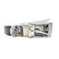 PX Clothing Belt Mens 40 Black Brown Croc-Embossed Leather Belt Metal Buckle NEW