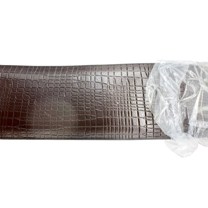 PX Clothing Belt Mens 40 Black Brown Croc-Embossed Leather Belt Metal Buckle NEW