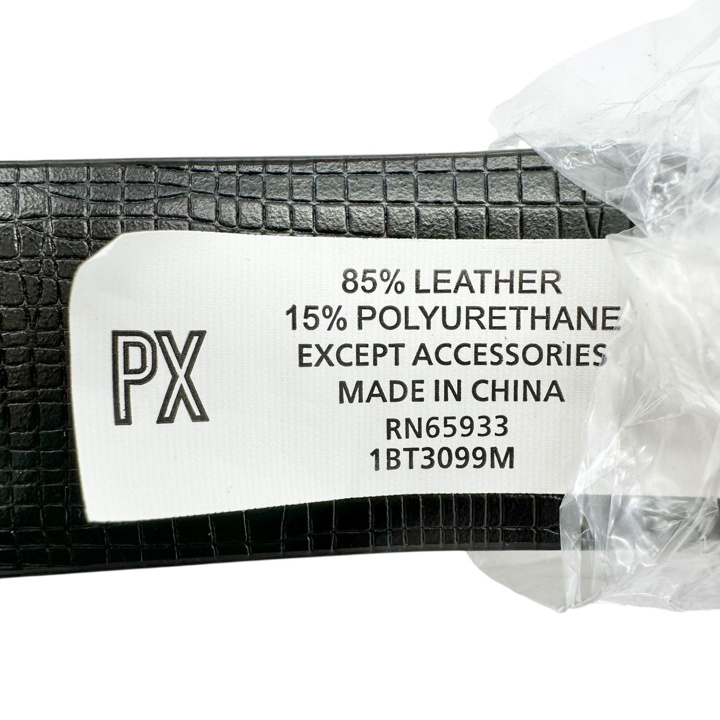 PX Clothing Belt Mens 40 Black Brown Croc-Embossed Leather Belt Metal Buckle NEW