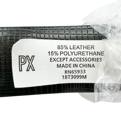 PX Clothing Belt Mens 40 Black Brown Croc-Embossed Leather Belt Metal Buckle NEW