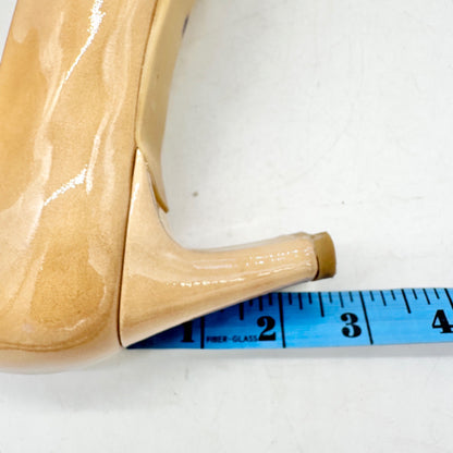 Stuart Weitzman Beige Patent Leather Heels Womens 8.5 Spain Made Classy Elegant