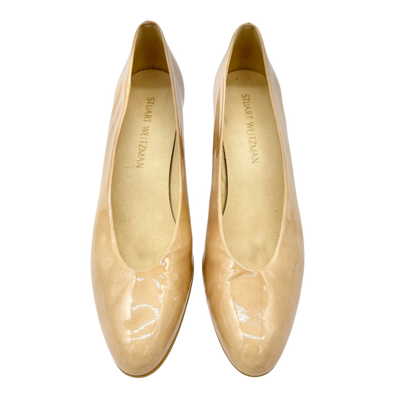 Stuart Weitzman Beige Patent Leather Heels Womens 8.5 Spain Made Classy Elegant