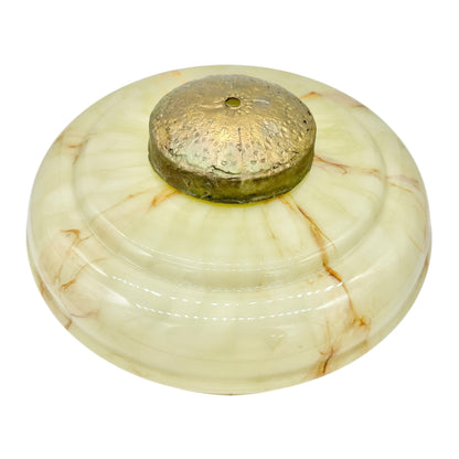 Vintage Belgian Art Deco Glass Light Fixture Globe With Brass Finial