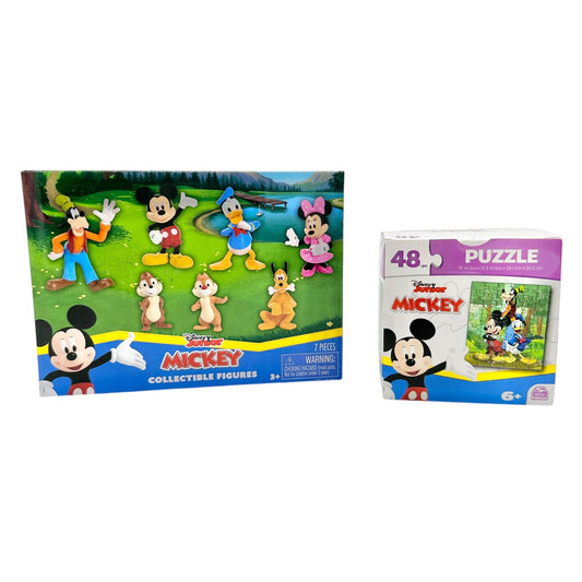 Disney Junior Mickey 7-Piece Collectible Figures and 48-Piece Puzzle Set Kids