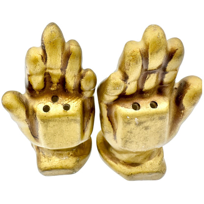 Vintage Gold Praying Hand-Shaped Salt and Pepper Shakers Collectible Religious
