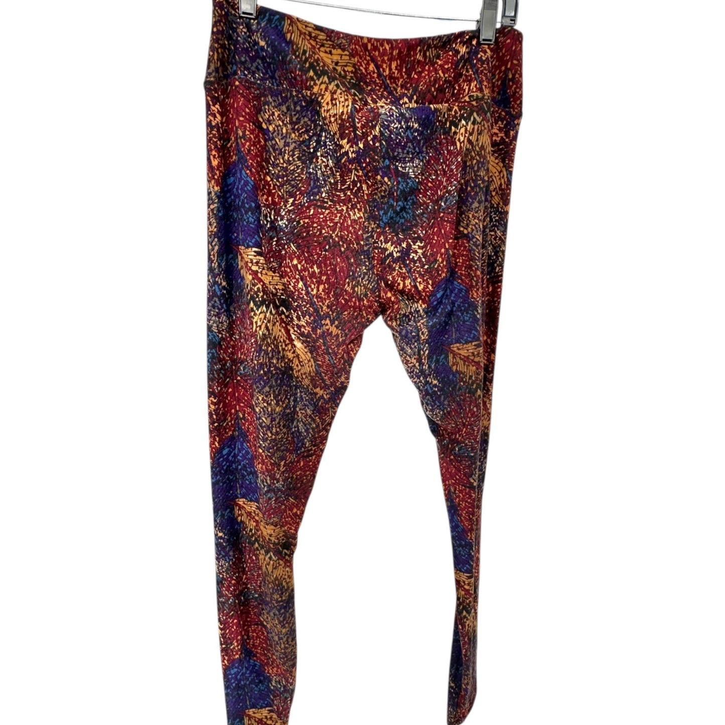 LuLaRoe Leggings Womens Tall and Curvy Brown Blue Autumn Pattern Stretch