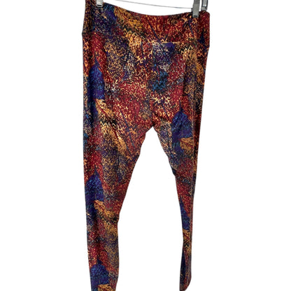LuLaRoe Leggings Womens Tall and Curvy Brown Blue Autumn Pattern Stretch