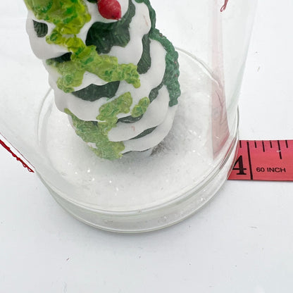 Handcrafted Christmas In A Jar Glass Dome Lid 8.5 x 4 Festive Snowy Tree Decor