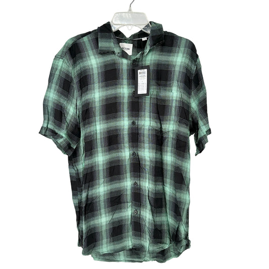 onsSAMY Reg Viscose Check Shirt Mens L Green Black Plaid Button Up Only & Sons