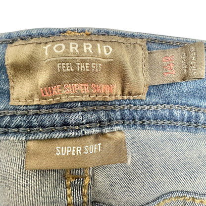 Torrid Jeans Womens 14R Blue Denim Luxe Super Skinny Super Soft Stretch Mid-Rise