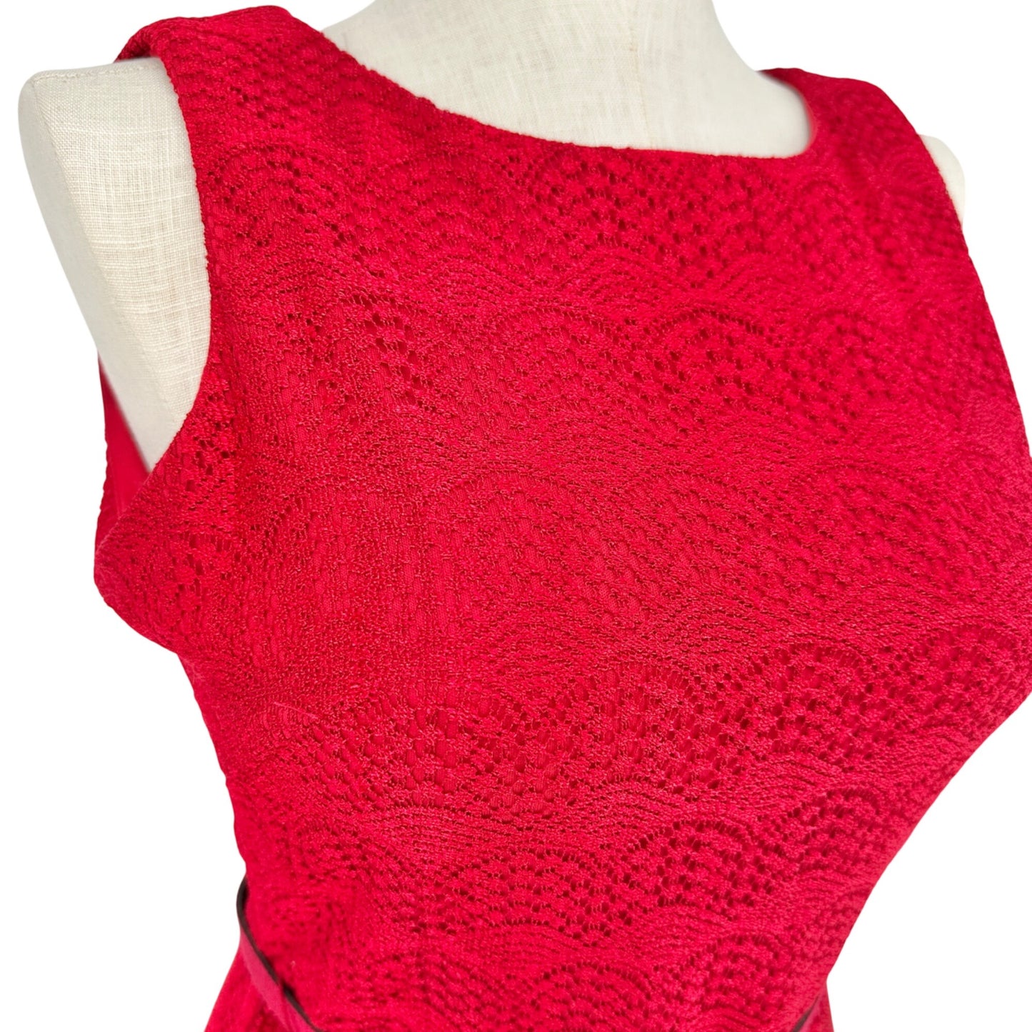 Womens Red Lace Sleeveless Dress Size 10 Adj Snap Belt Lined by Danny & Nicole