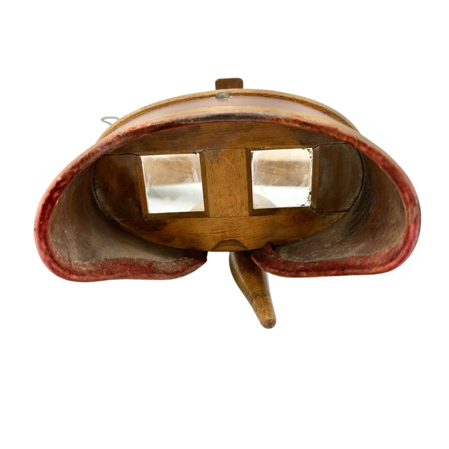 Antique Wooden Stereoscope With Velvet Trim and Dual Lenses For Viewing Cards