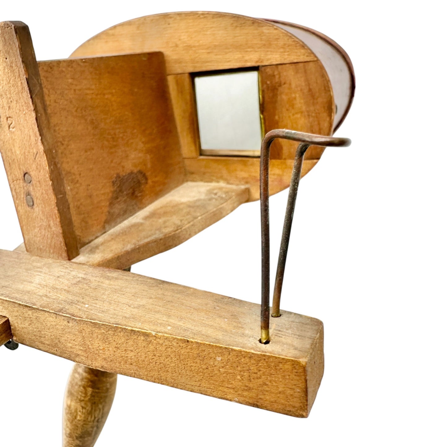 Antique Wooden Stereoscope With Velvet Trim and Dual Lenses For Viewing Cards