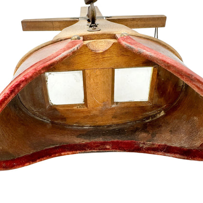 Antique Wooden Stereoscope With Velvet Trim and Dual Lenses For Viewing Cards