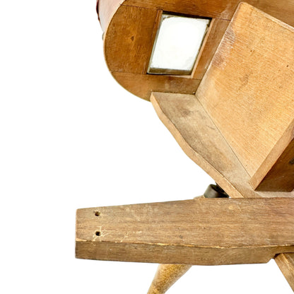 Antique Wooden Stereoscope With Velvet Trim and Dual Lenses For Viewing Cards