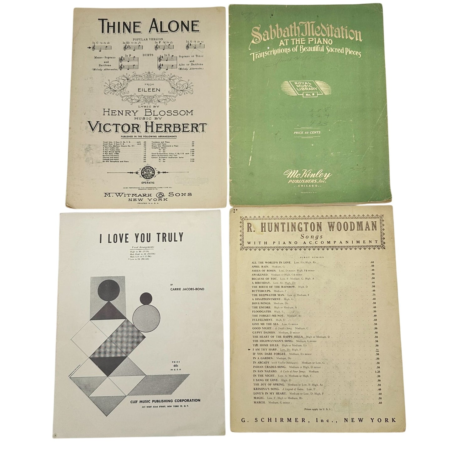 Set Of 9 Vintage Sheet Music Collection Lyrics and Piano Vocal Arrangements 12x9