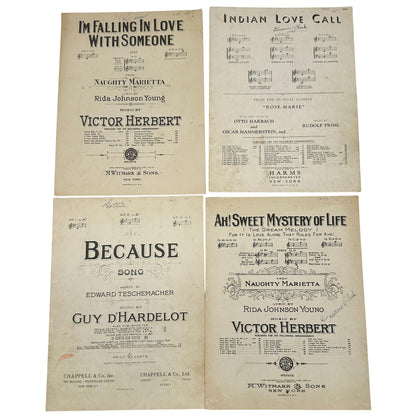 Set Of 9 Vintage Sheet Music Collection Lyrics and Piano Vocal Arrangements 12x9