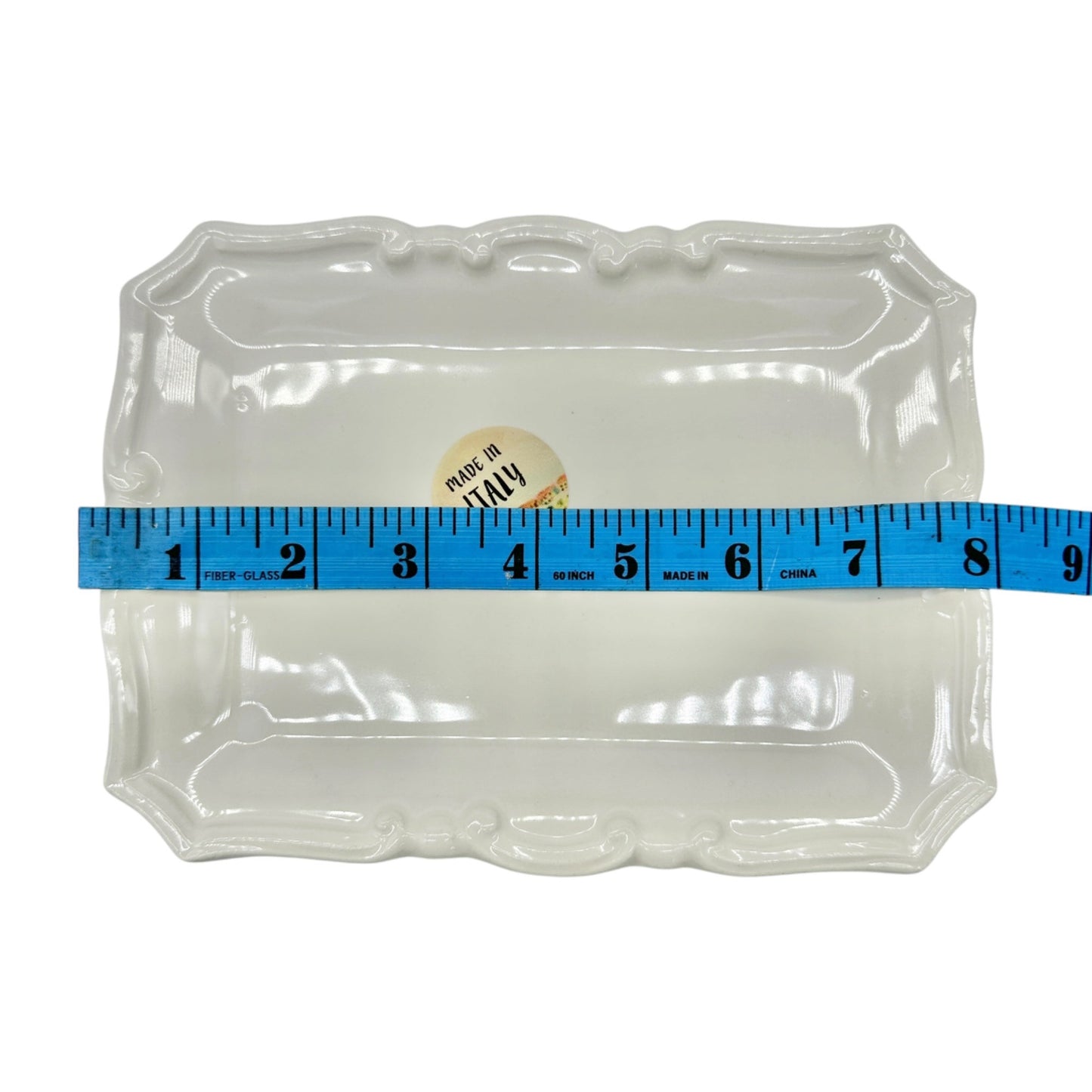 Effetti Handmade Rectangular Ceramic Tray White Made In Italy 8 x 6 inches