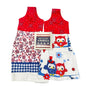 Mainstays Hanging Kitchen Towels Set of 2 Plus Trinket Dish Set Red White Blue