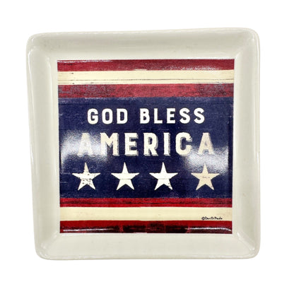 Mainstays Hanging Kitchen Towels Set of 2 Plus Trinket Dish Set Red White Blue