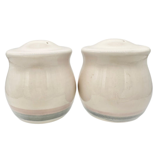 Handmade Ceramic Salt and Pepper Shakers With Pastel Stripes 2.5 inches Tall