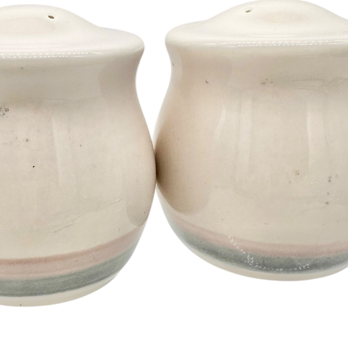 Handmade Ceramic Salt and Pepper Shakers With Pastel Stripes 2.5 inches Tall