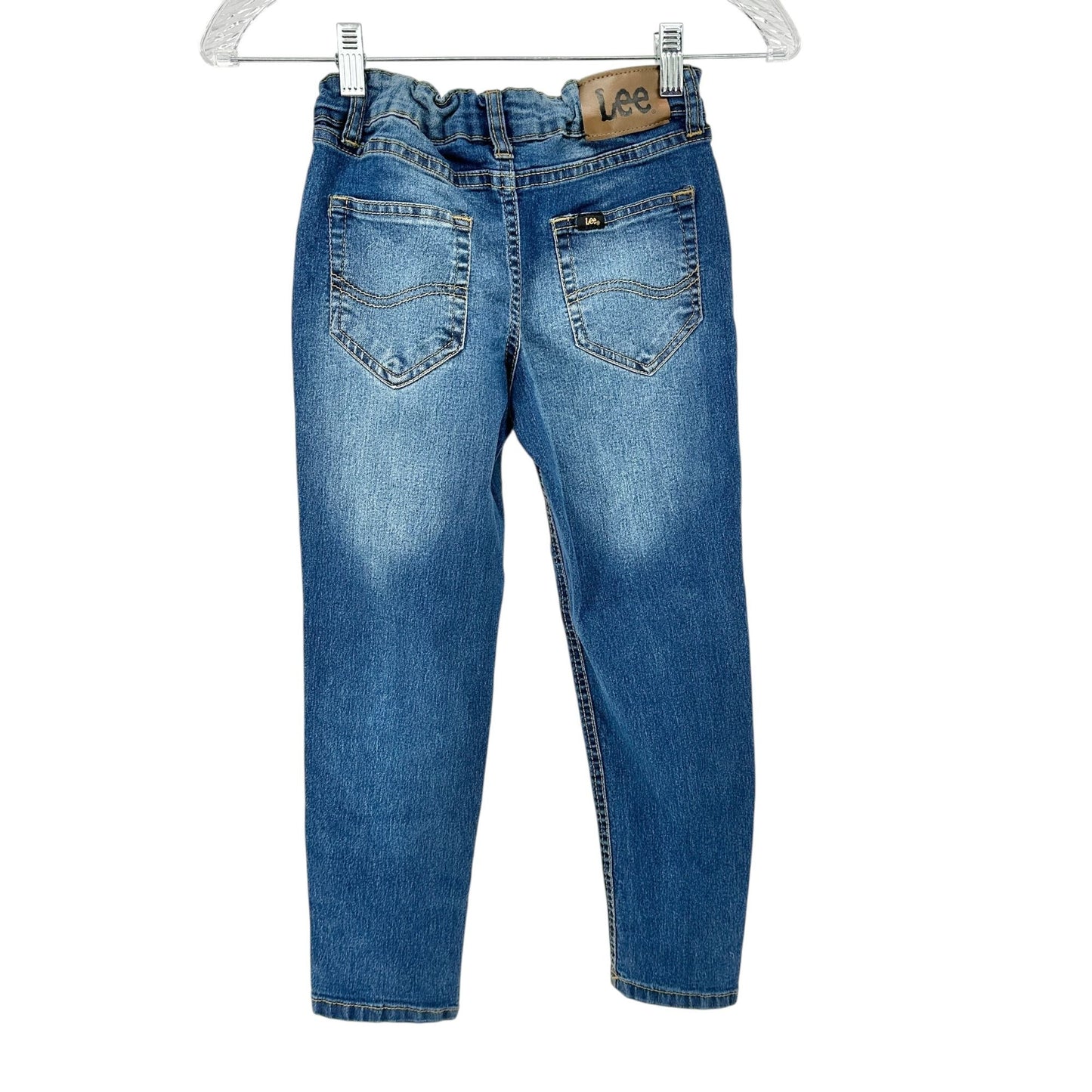Lee Boys Slim Fit Tapered Leg Jeans Size 8 Adj Waist Blue Denim Cotton Blend