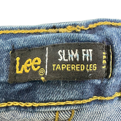 Lee Boys Slim Fit Tapered Leg Jeans Size 8 Adj Waist Blue Denim Cotton Blend