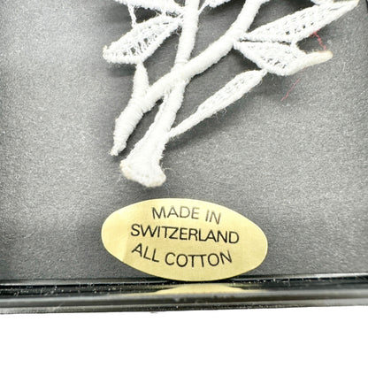 Swiss-Made Edelweiss Lace Brooch Pin All Cotton Floral Design 2 x 2.5 Inches
