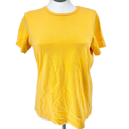 Woman Within T-Shirt Womens 14/16 M Yellow Short Sleeve Crewneck Cotton